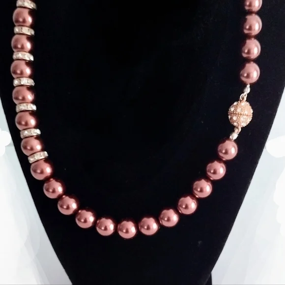 Copper Colored Beaded Necklace & Earrings Set - Picture 4 of 7
